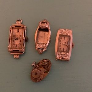 SOLD!! Antique Art Deco Platinum,18K,sapphires & diamonds watches parts